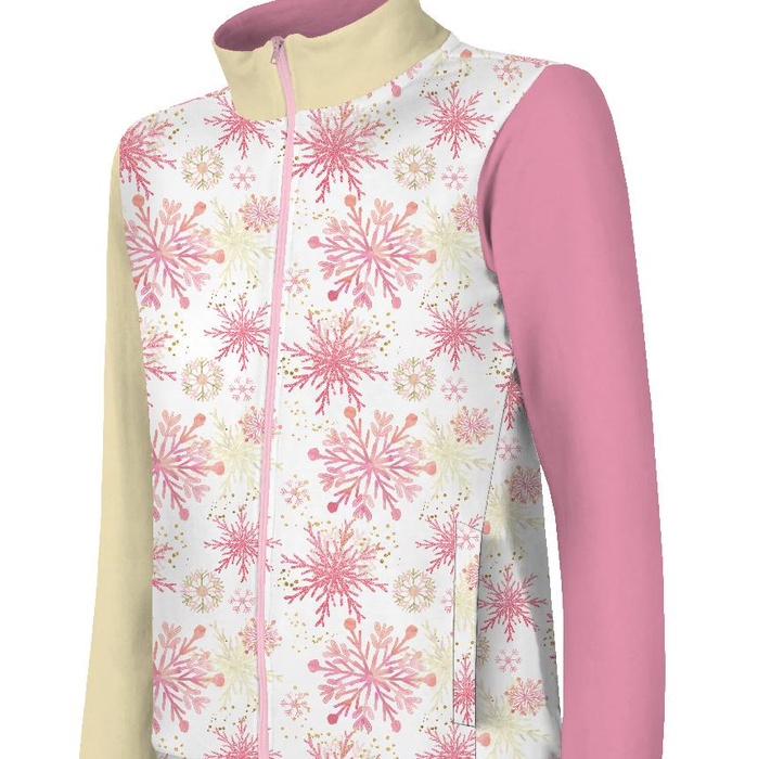 “MAX” KINDER TRAININGSJACKE - ROSA SCHNEEFLOCKEN - Funktionsstoff (Maschenstoff) (146/152)