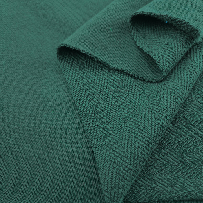 Reversible herringbone French terry - BOTTLE GREEN/ MR 59 - (P290j)