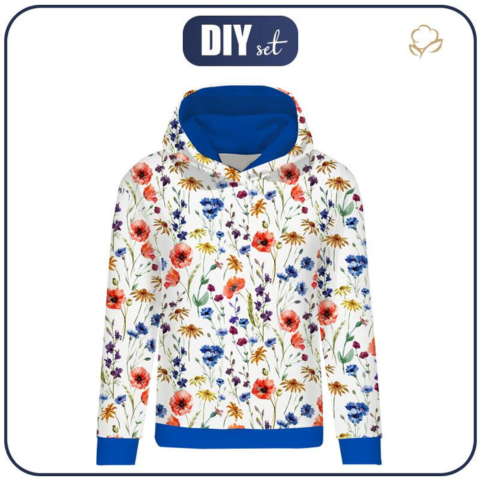BLUZA DAMSKA (POLA) CLASSIC Z KAPTUREM - POLNE KWIATY -  dzianina pętelkowa  XXL