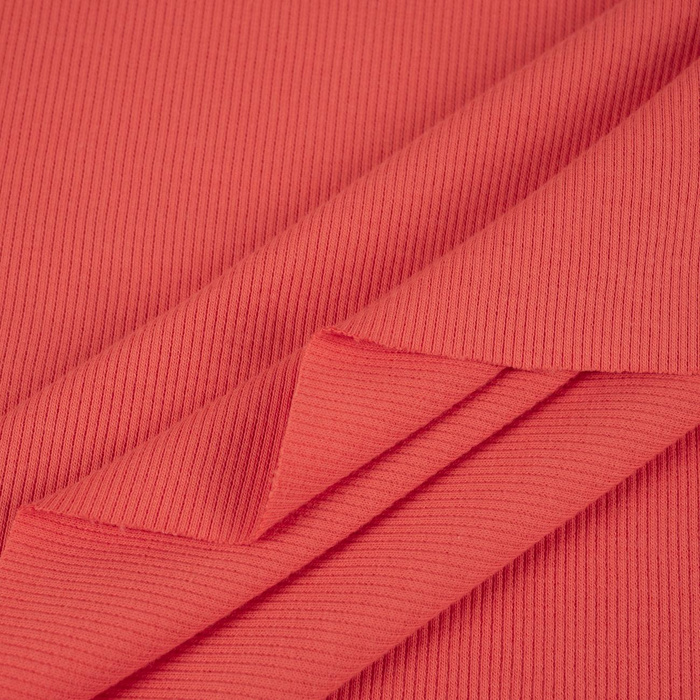 Rib Jersey fabric Unicolour - CORAL (D-169)