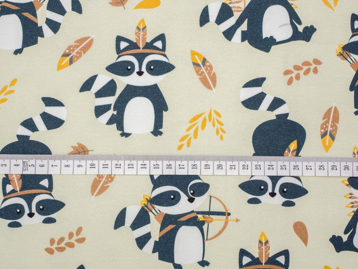 RACCOONS vol.2 / beige - Waterproof woven fabric