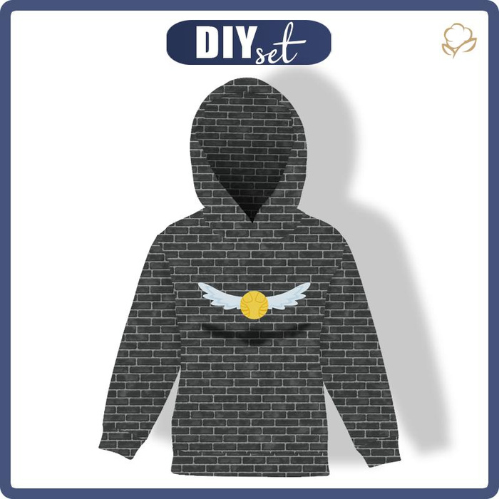 KID'S HOODIE - MAGIC SNITCH (MAGIC SCHOOL) - looped knit fabric (122/128)