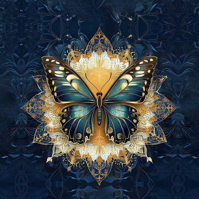 ANIMALS MANDALA wz.13 (butterfly)  - Panel (75cm x 80cm) - teplákovina s elastanem ITY