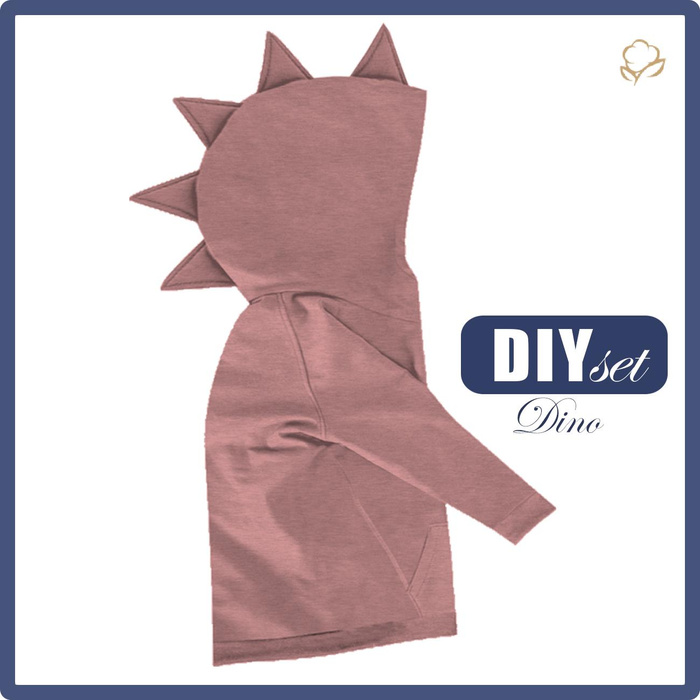 KID'S HOODIE DINO (PARIS) - MELANGE ROSE QUARTZ - sewing set (86/92)