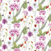 FLOWERS AND WILD STRAWBERRIES (IN THE MEADOW) - Cotton woven fabric