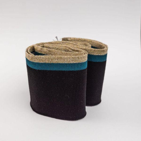 Strickbündchen SCHWARZ / gold-smaragd - 140cm