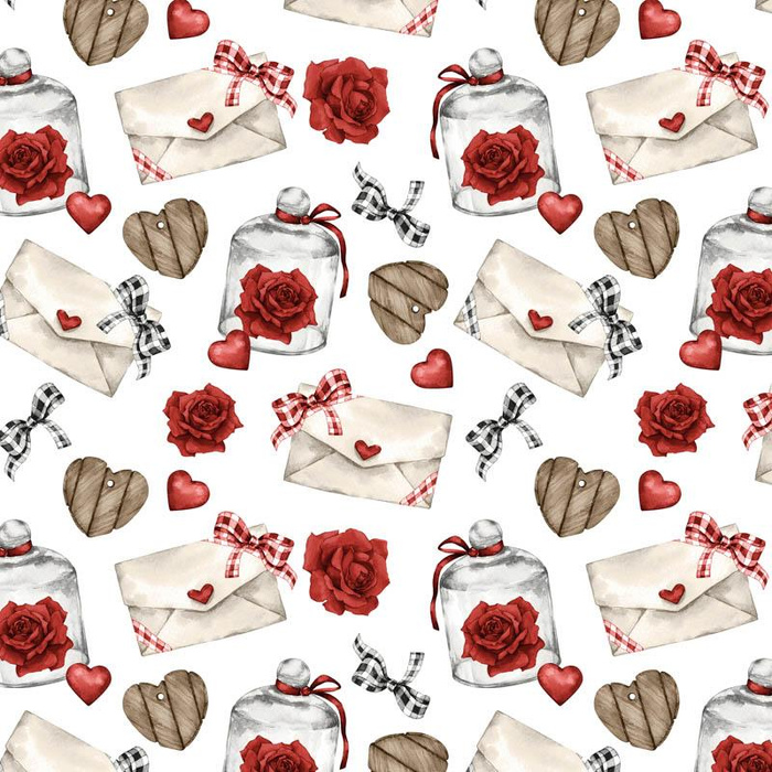 BRIEFE UND ROSEN (CARO UND ROSEN) - Baumwoll Webware