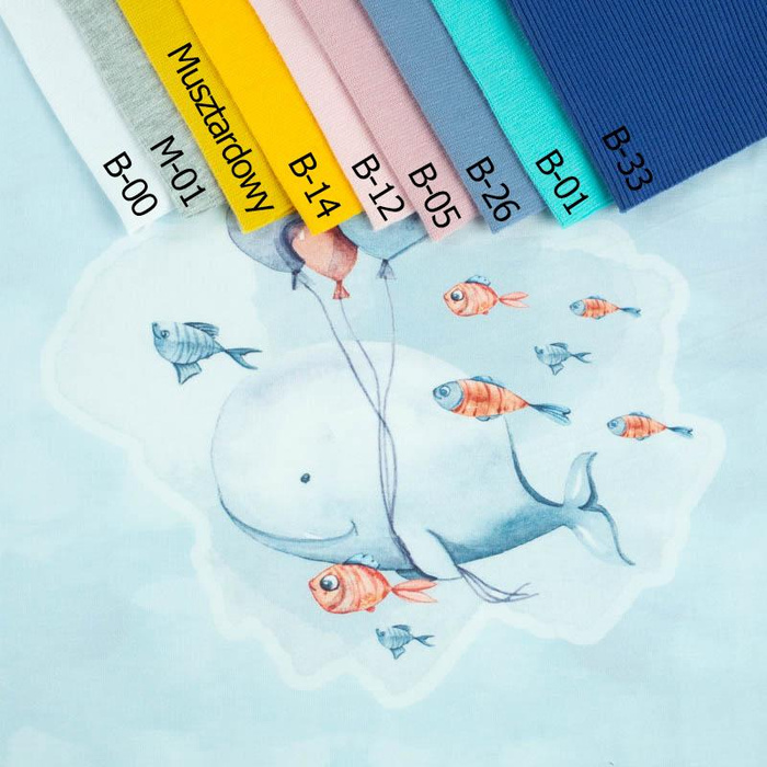 WAL UND LUFTBALLONS (MAGISCHER OZEAN) - panoramisches Paneel (60cm x 155cm)