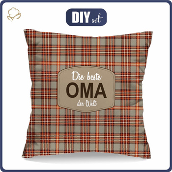 PILLOW 45X45 - DIE BESTE OMA DER WELT / check retro - sewing set