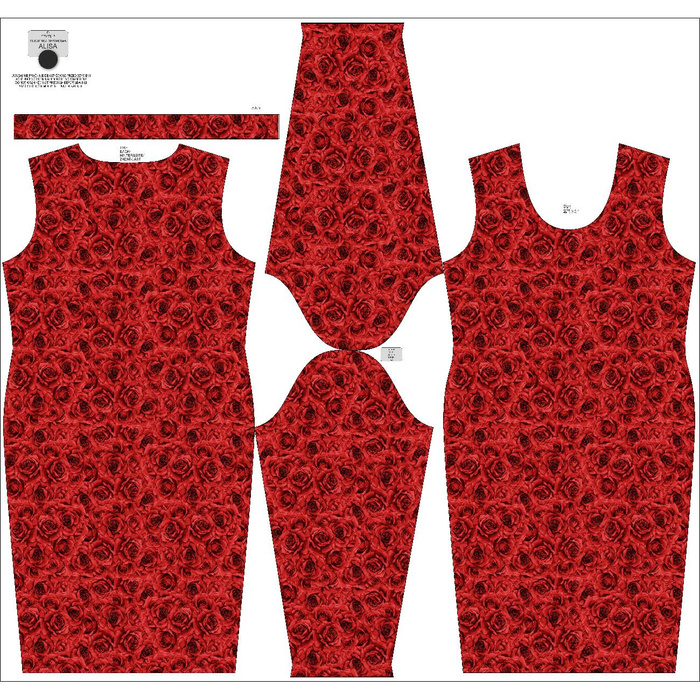PENCIL DRESS (ALISA) - ROSES - sewing set XXL
