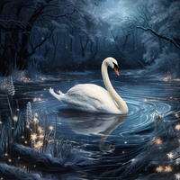 GOTHIC SWAN - panel (60cm x 50cm) Waterproof woven fabric