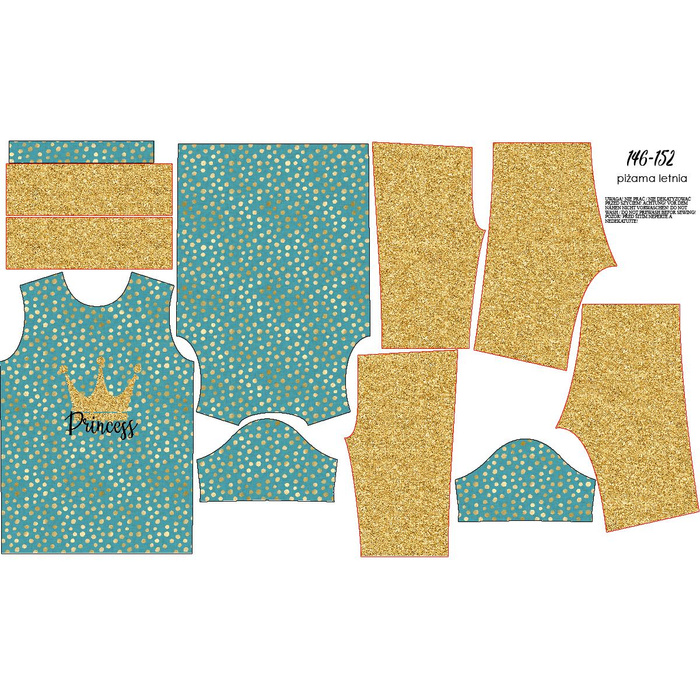 CHILDREN'S PAJAMAS "ADA" - PRINCESS / glitter - Bamboo Single Jersey with elastan (110/116)