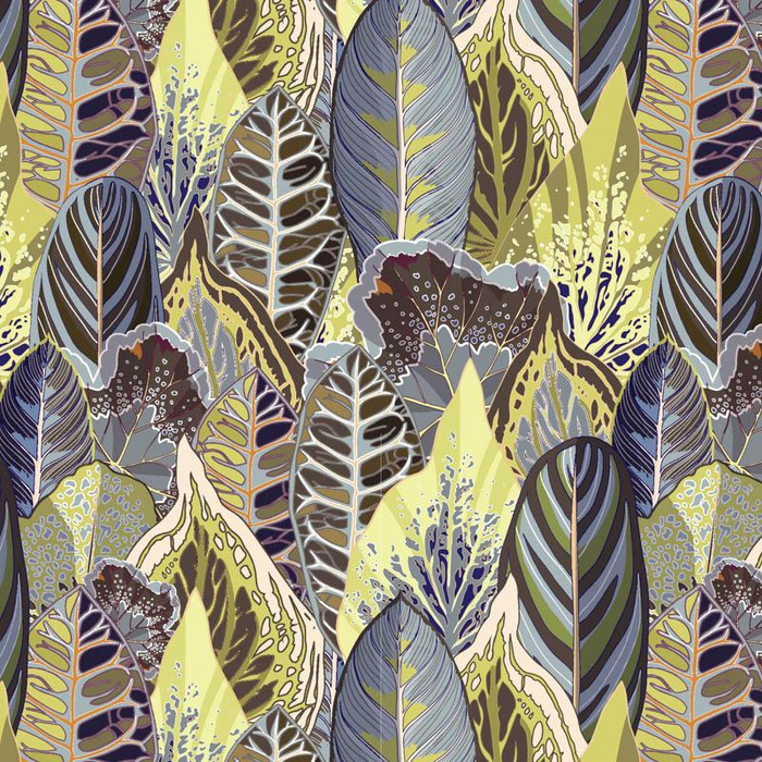 GREEN JUNGLE pat. 2 (VINTAGE) - Cotton woven fabric