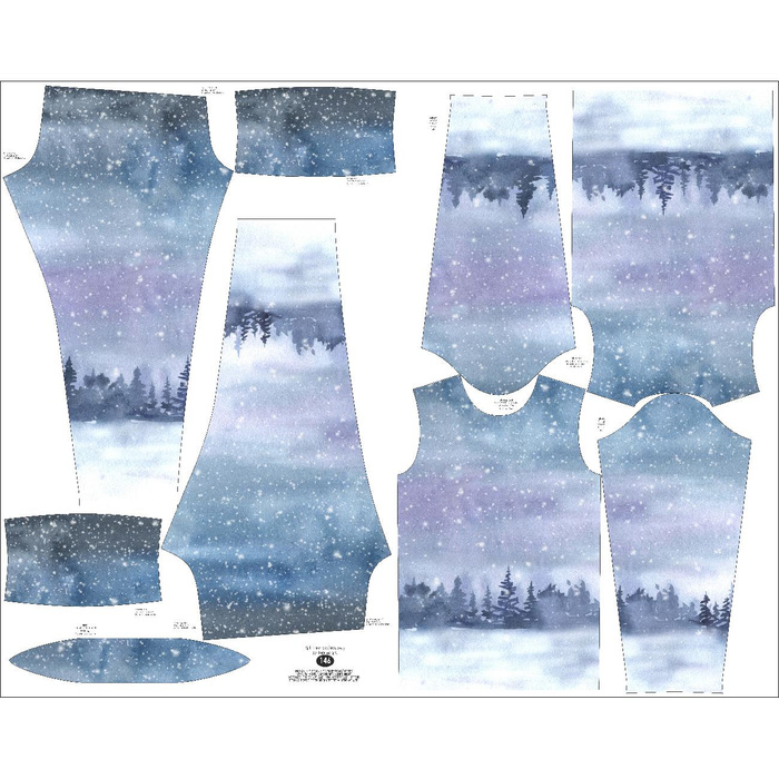 THERMO MÄDCHEN SET (NANCY) - WINTERLANDSCHAFT M.2 (GEMALTER WALD) - Nähset 140