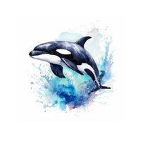 WATERCOLOR WHALE - Paneel (60cm x 50cm) Wasserabweisende Webware