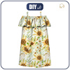 Bardot neckline dress (LILI) - PASTEL SUNFLOWERS PAT. 3 - sewing set - 110-116