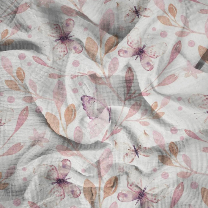 SCHMETTERLINGE MIX M. 2 (AQUARELL-SCHMETTERLINGE) - Baumwoll Musselin