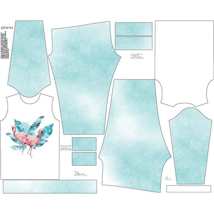 KINDERPYJAMAS "MIKI" - FLAMINGOS Ms. 2 / weiß - Nähset