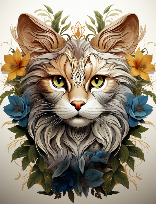 ANIMALS MANDALA wz.9 (cat) - panel (60cm x 50cm) 