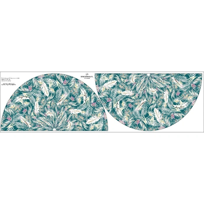 Malý panel pro kruhovou sukni - KREP - LEAVES AND FEATHERS