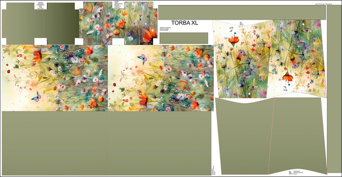 XL Tasche mit Utensilientasche 2 in 1 - MAGIC MEADOW - Nähset