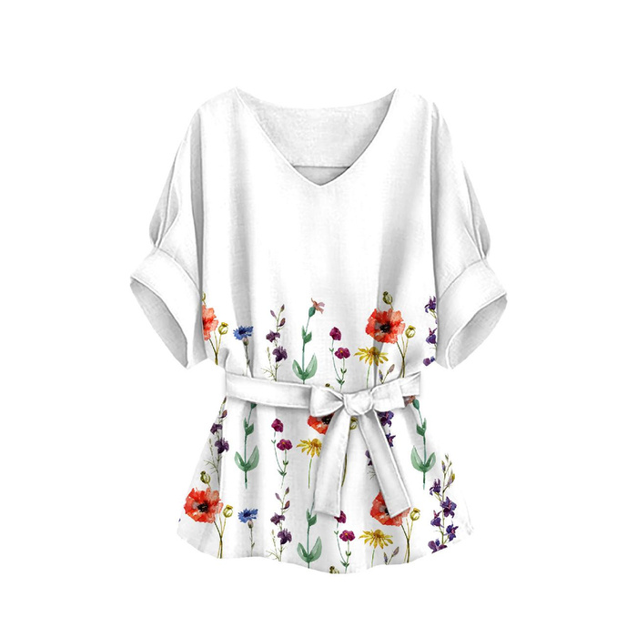 BLUZKA TYPU KIMONO - POLNE KWIATY - zestaw do uszycia XXL-XXXL