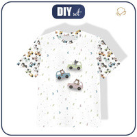 KID’S T-SHIRT - COLORFUL CARS pat. 3 (CITY BEARS) - single jersey (92/98)