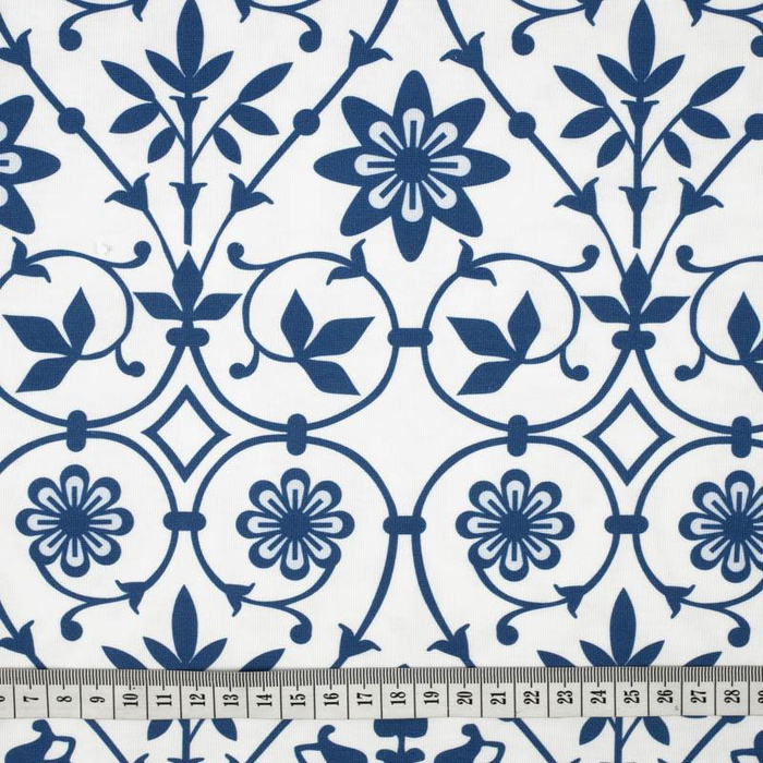 KWIATY wz. 1 (classic blue) - Jersey wiskozowy