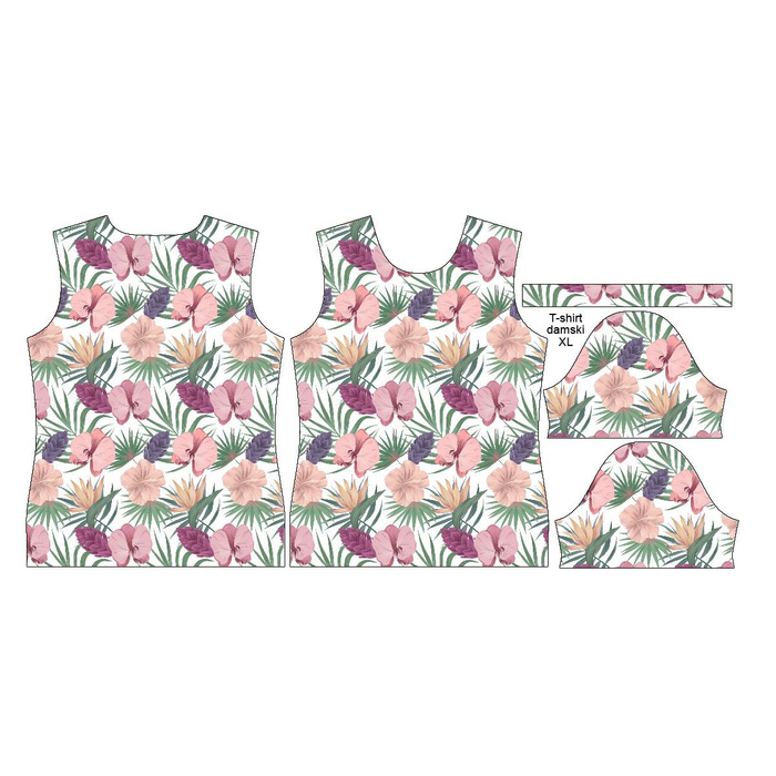 WOMEN’S T-SHIRT - EXOTIC PLANTS / white - single jersey XXXL