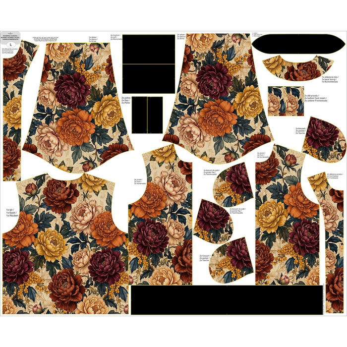 DÁMSKA BOMBER BUNDA (KAMA) - AUTUMN FLOWERS WZ. 26 - Sada šití M