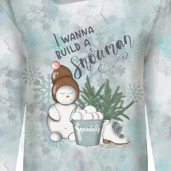 CLASSIC WOMEN’S HOODIE (POLA) - I WANNA BUILD A SNOWMAN (WINTER IN THE CITY) - looped knit fabric 