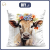 PILLOW 45X45 - WATERCOLOR COW - Upholstery velour - sewing set