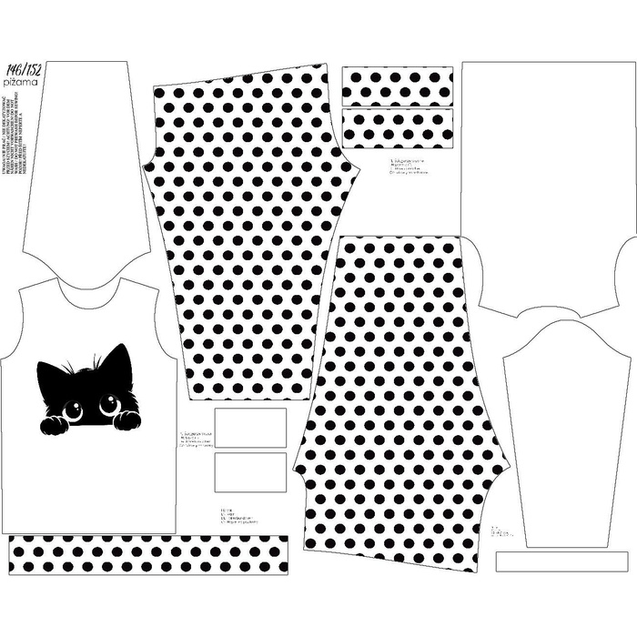 PIŻAMA DZIECIĘCA " MIKI" - LOOKING CAT - zestaw do uszycia (146/152)