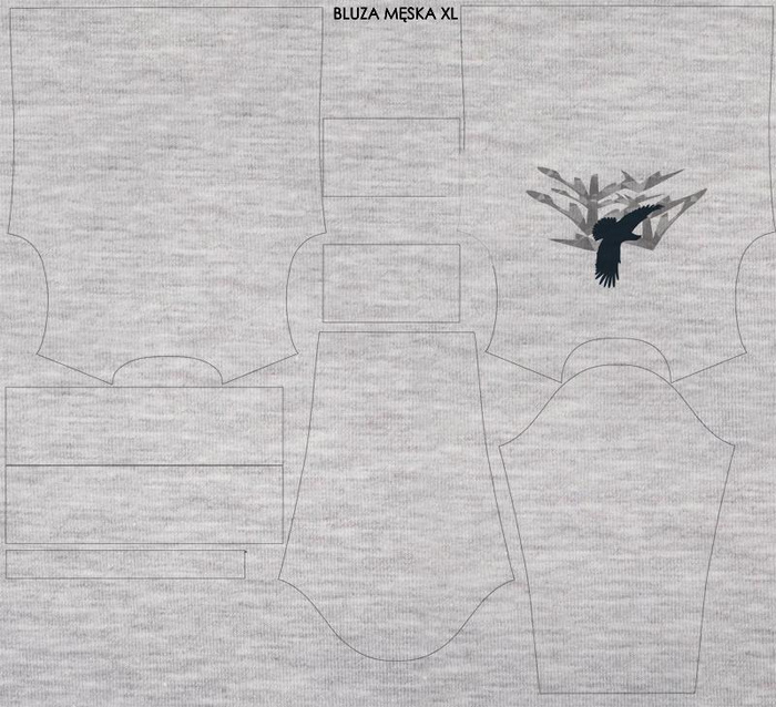 MEN’S SWEATSHIRT - EAGLE (ADVENTURE) / melange light grey - Elastic brushed knit fabric XS