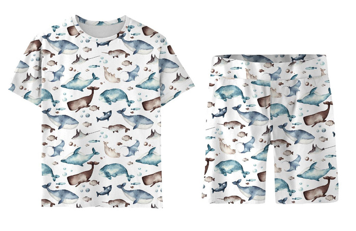 CHILDREN'S PAJAMAS "ADA" - OCEAN MIX (THE WORLD OF THE OCEAN) - sewing set