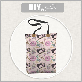 SHOPPER TASCHE - RETRO NÄHMASCHINEN Ms.1 / rosa - Baumwoll Webware - Nähset