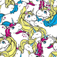 FAIRYTALE UNICORNS / white - Cotton woven fabric