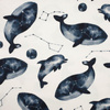 GALACTIC OCEAN (GALACTIC ANIMALS) / white - Cotton woven fabric