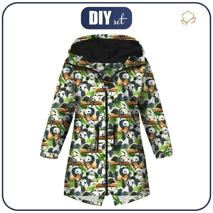 DĚTSKÁ BUNDA PARKA (ARIEL) - PANDY NA BAMBUSACH - softshell (134-140)