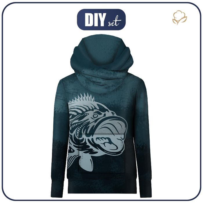 Unisex mikina s kapucí (HYDRA) - FISH - Sada šití XL