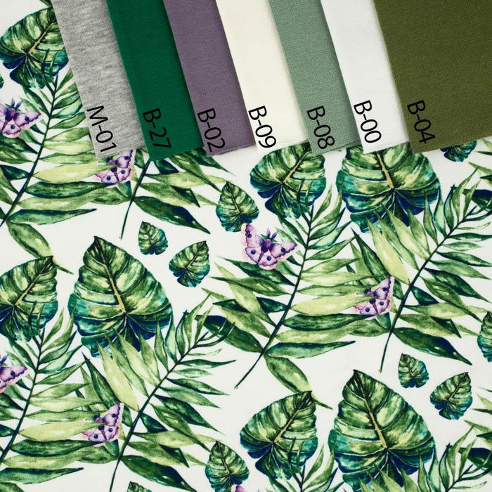 MINI LEAVES AND INSECTS PAT. 4 (TROPICAL NATURE) / white - Waterproof woven fabric