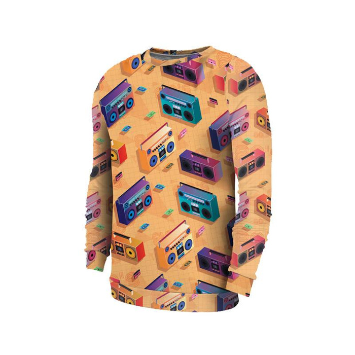 HERREN SWEATSHIRT - BOOMBOX (retro) / orange -  Elastischer Wintersweat XXL