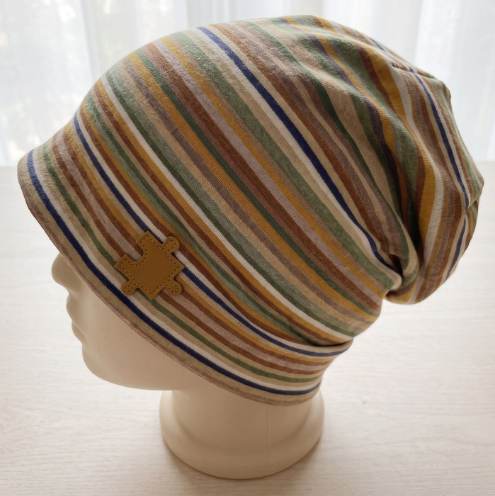 Czapka "Smerfetka" - RETRO EARTH STRIPES - 54-56