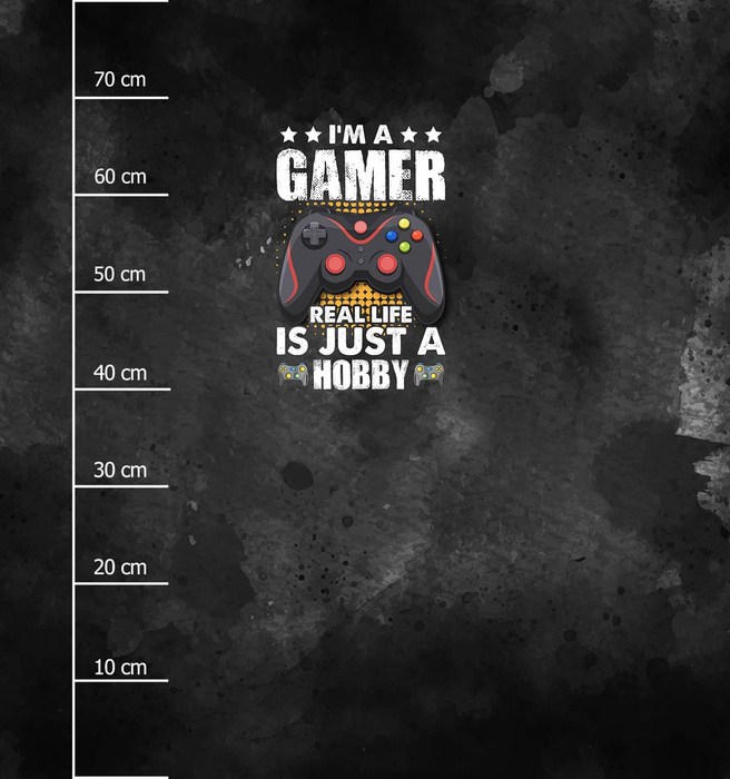 GAMER / černy - Panel (75cm x 80cm) teplákovina s elastanem ITY