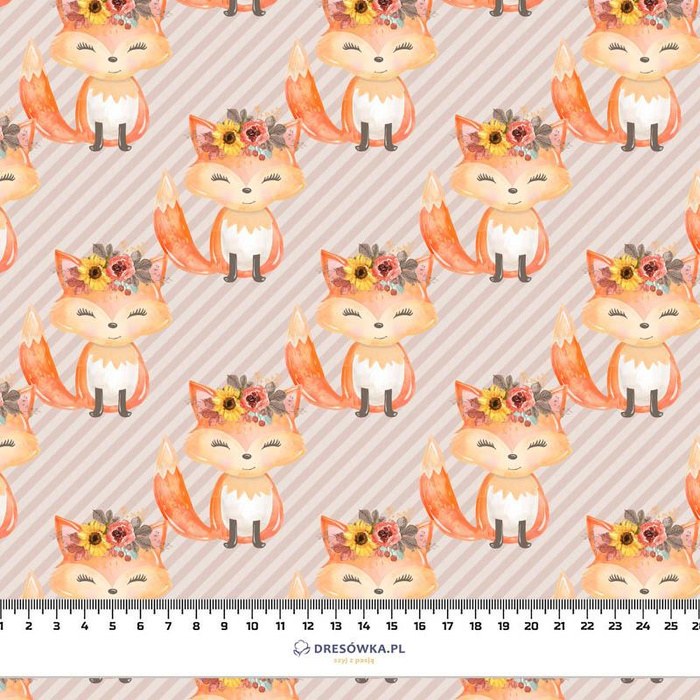 FOXES / diagonal stripes (FOXES AND PUMPKINS) - Waterproof woven fabric