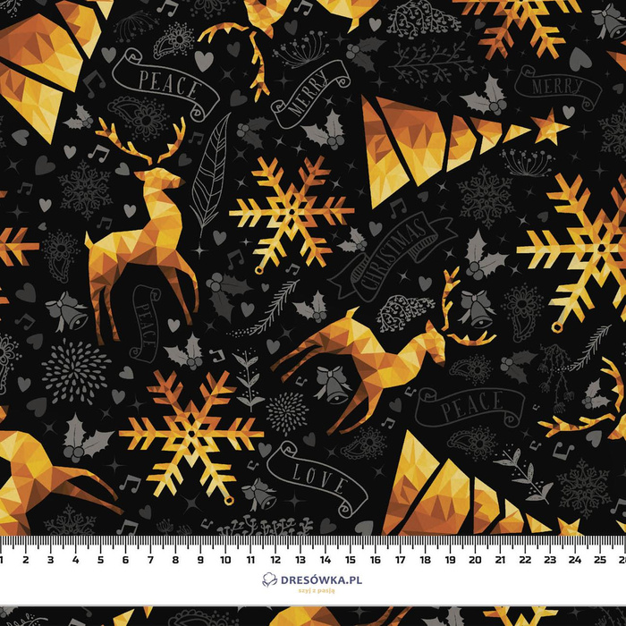 GOLDEN DEERS / black - Waterproof woven fabric