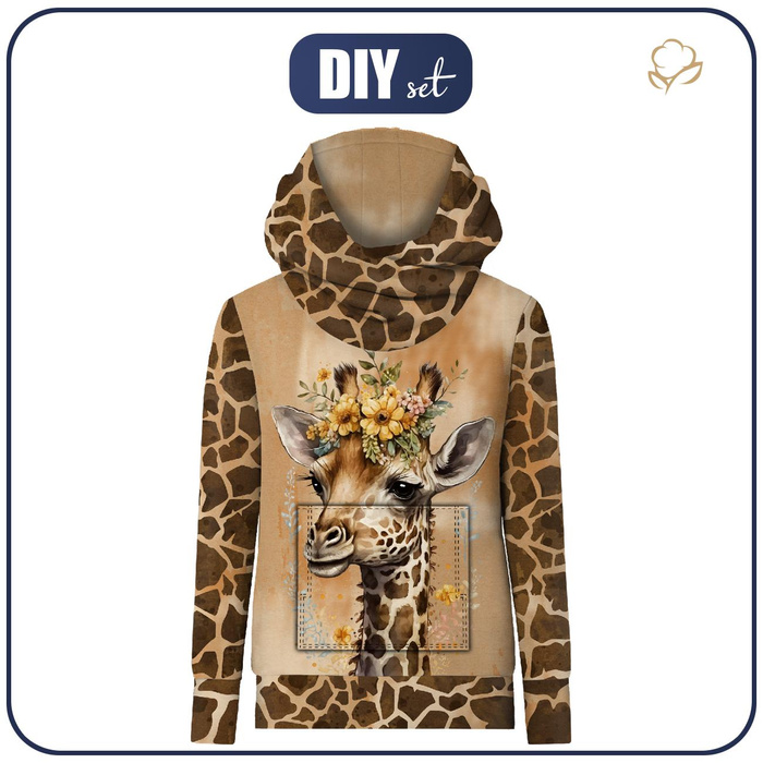 Unisex mikina s kapucí (HYDRA) - BABY GIRAFFE - Sada šití XXL