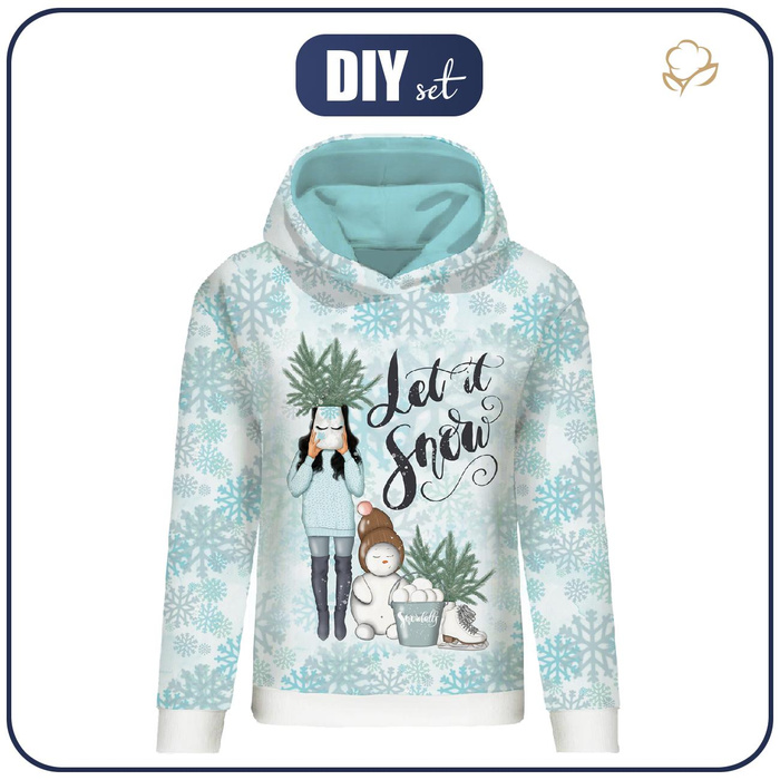 CLASSIC WOMEN’S HOODIE (POLA) - LET IT SNOW PAT. 2 (WINTER IN THE CITY) - looped knit fabric - XXL