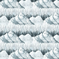 SCHNEEBEDECKTE GIPFEL (WINTER IM GEBIRGE) / klein - Baumwoll Webware