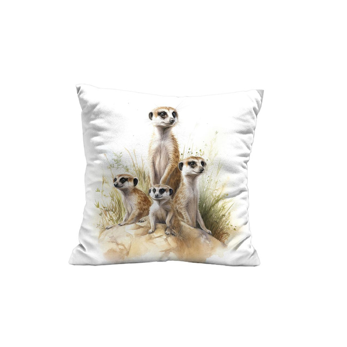 PILLOW 45X45 - WATERCOLOR MEERKAT - Cotton woven fabric - sewing set